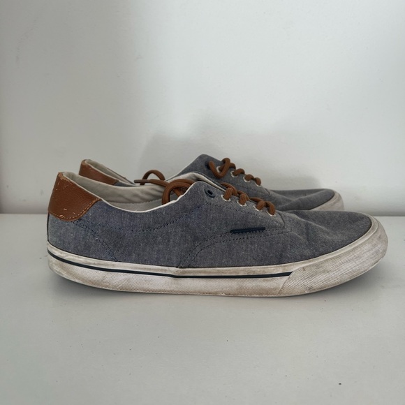 Tommy Hilfiger Gray Canvas Sneakers with Brown Accents - Picture 2 of 6